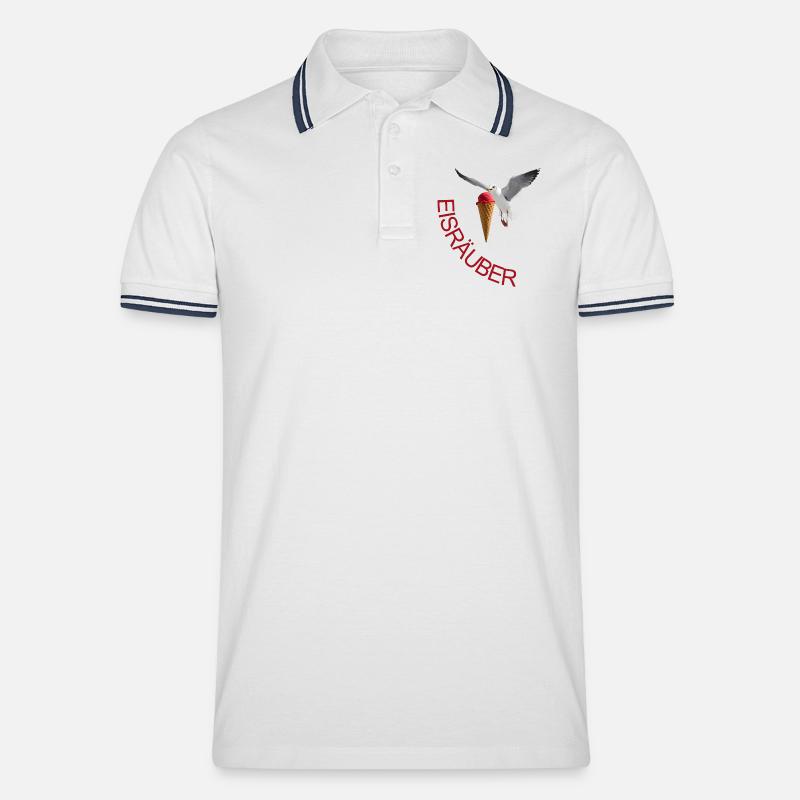 Möwe mit Eiscreme Eisräuber - Polo tipped Homme - blanc/marine