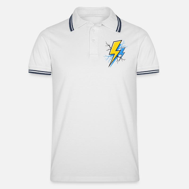 Blau Gelber Strahl - Männer Tipped Poloshirt - Weiß/Navy