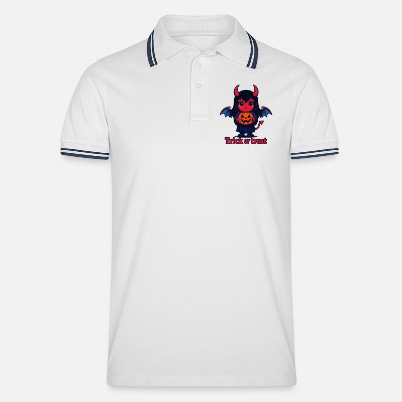 Süßes oder Saures – Süßer Teufel - Männer Tipped Poloshirt - Weiß/Navy