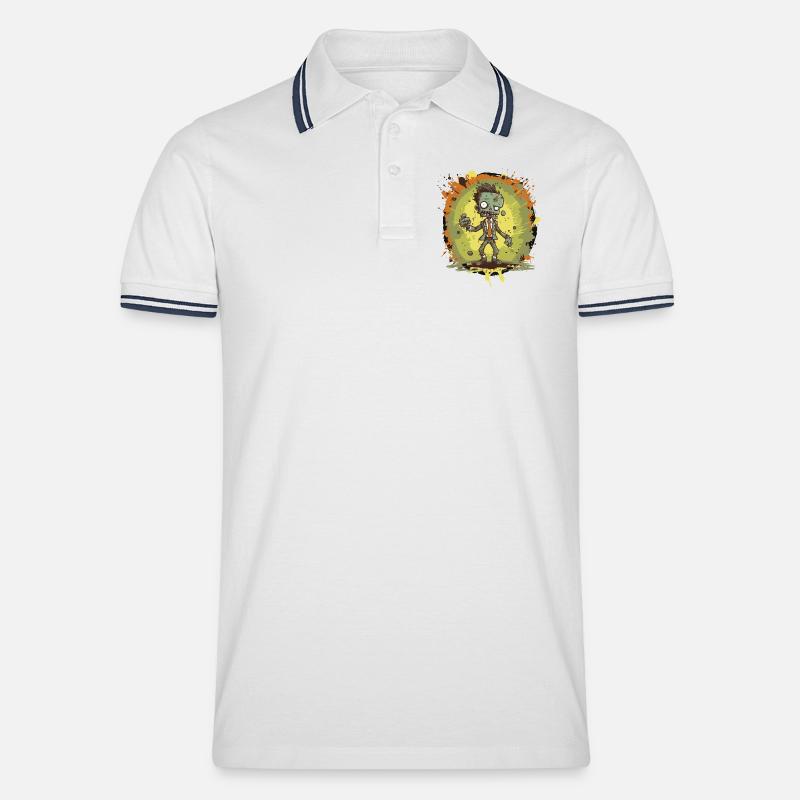 Zombie Comic - Männer Tipped Poloshirt - Weiß/Navy