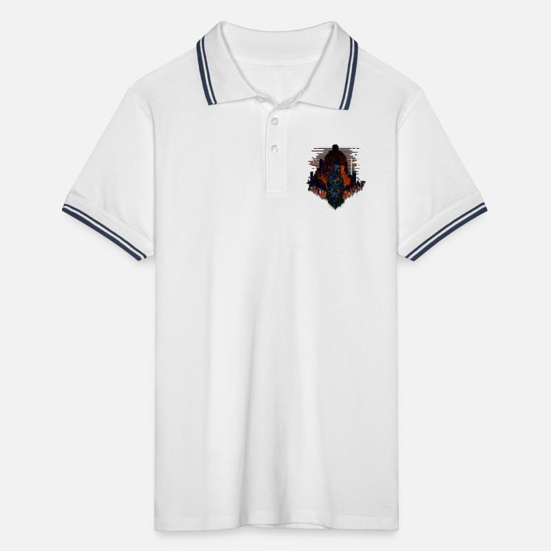 Neon Town Samurai Lone Wolf Men's Tipped Polo Shirt