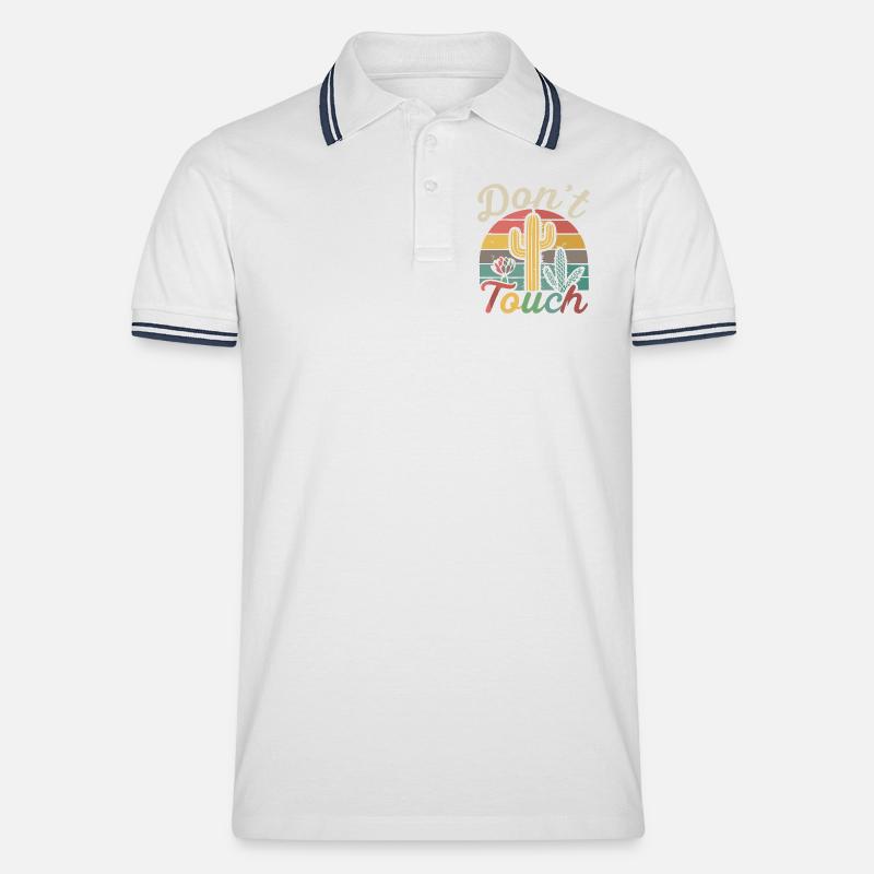 Fass Retro Cactus nicht an - Männer Tipped Poloshirt - Weiß/Navy