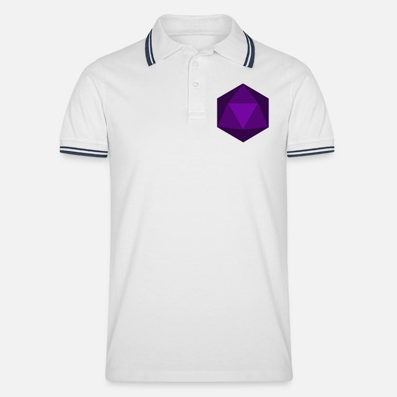 Lila Polyeder-Würfel D20 - Männer Tipped Poloshirt - Weiß/Navy