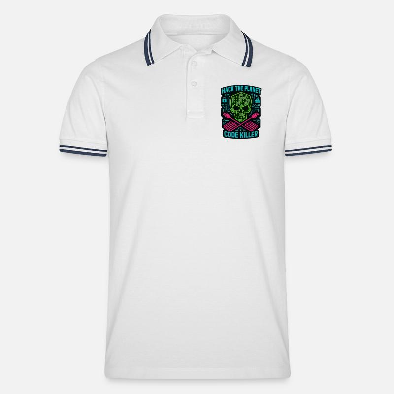 Hack the Planet Code Killer - Cybersécurité - Polo tipped Homme - blanc/marine