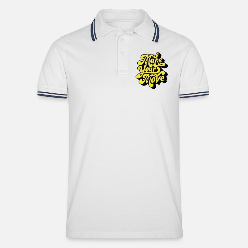 Make Your Move – Neon Script - Men's Tipped Polo Shirt - white/navy