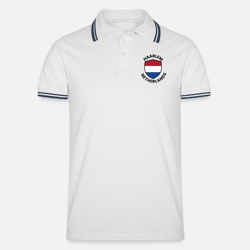 Harlem Netherlands Shield - Männer Tipped Poloshirt - Weiß/Navy
