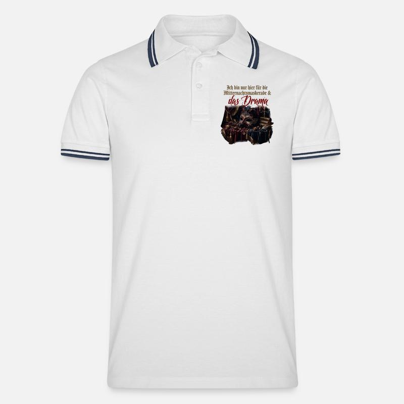 Mitternachtsmaskerade und Drama - Männer Tipped Poloshirt - Weiß/Navy