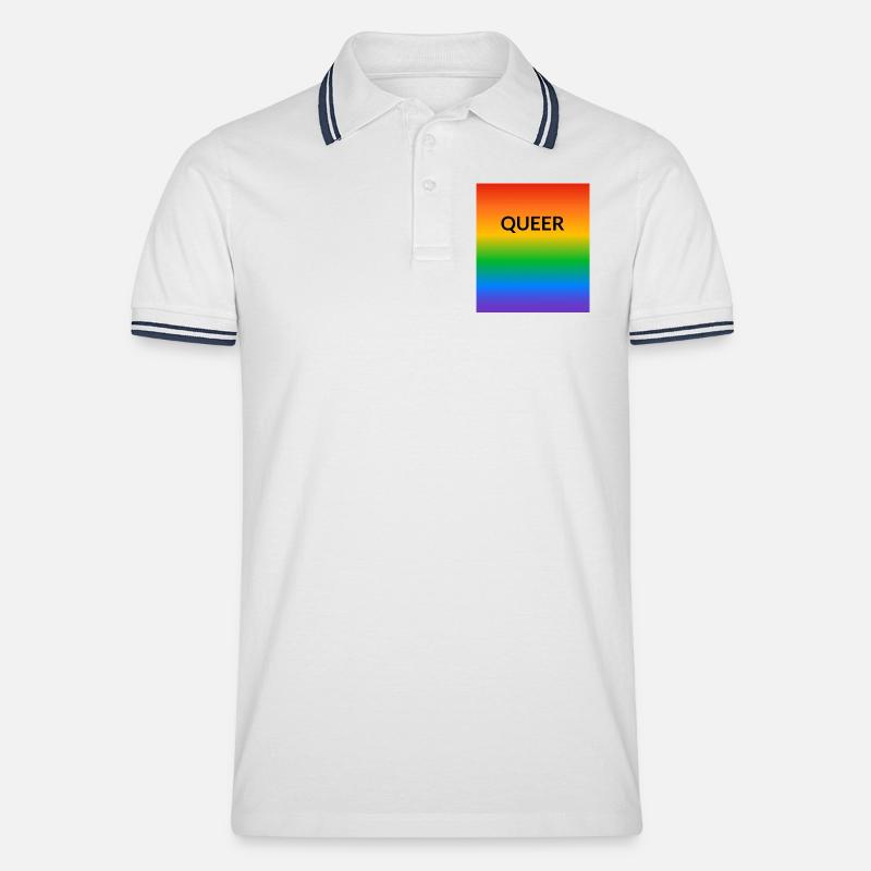 Queer Pride Gradient - Männer Tipped Poloshirt - Weiß/Navy
