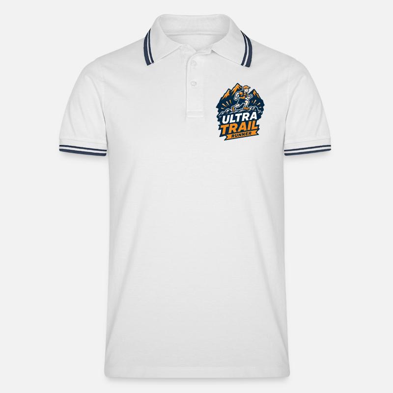 Ultra Trail Runner - Männer Tipped Poloshirt - Weiß/Navy