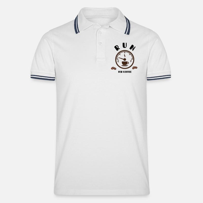 Coffee Pointer Dial Design - Men's Tipped Polo Shirt - white/navy