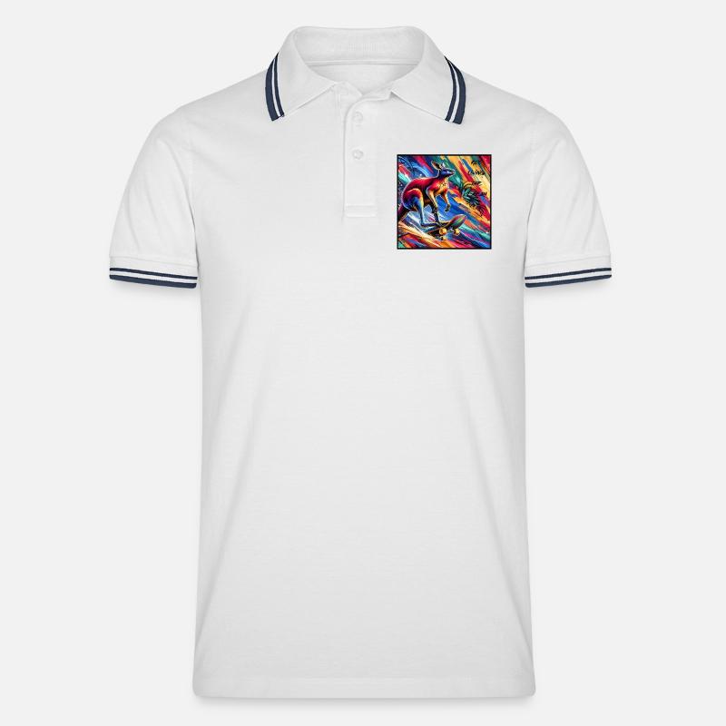 Kathy Sophia Känguru-T-Shirts - Männer Tipped Poloshirt - Weiß/Navy