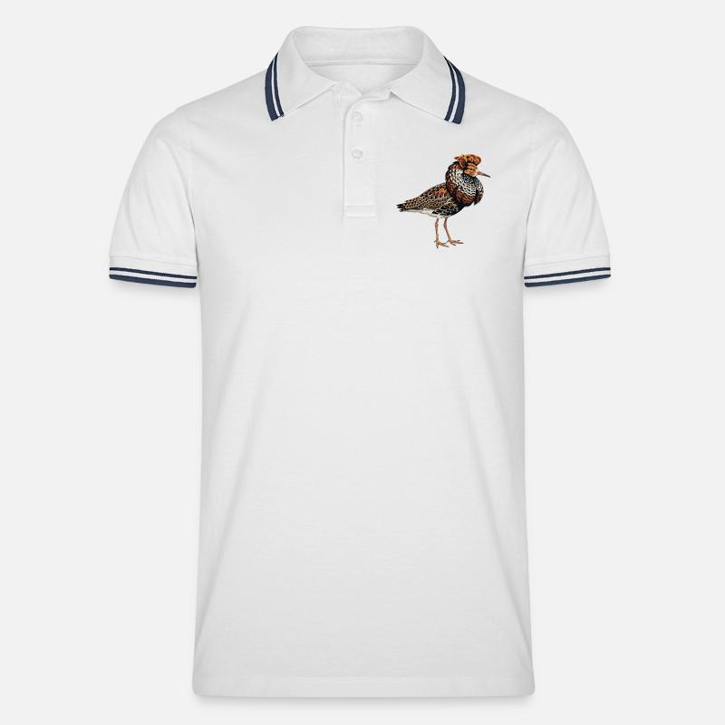 Kampflaeufer Calidris pugnax - Männer Tipped Poloshirt - Weiß/Navy