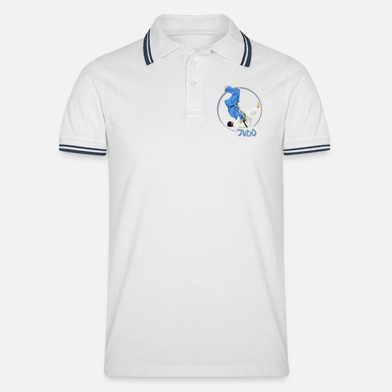 Judo - Männer Tipped Poloshirt - Weiß/Navy