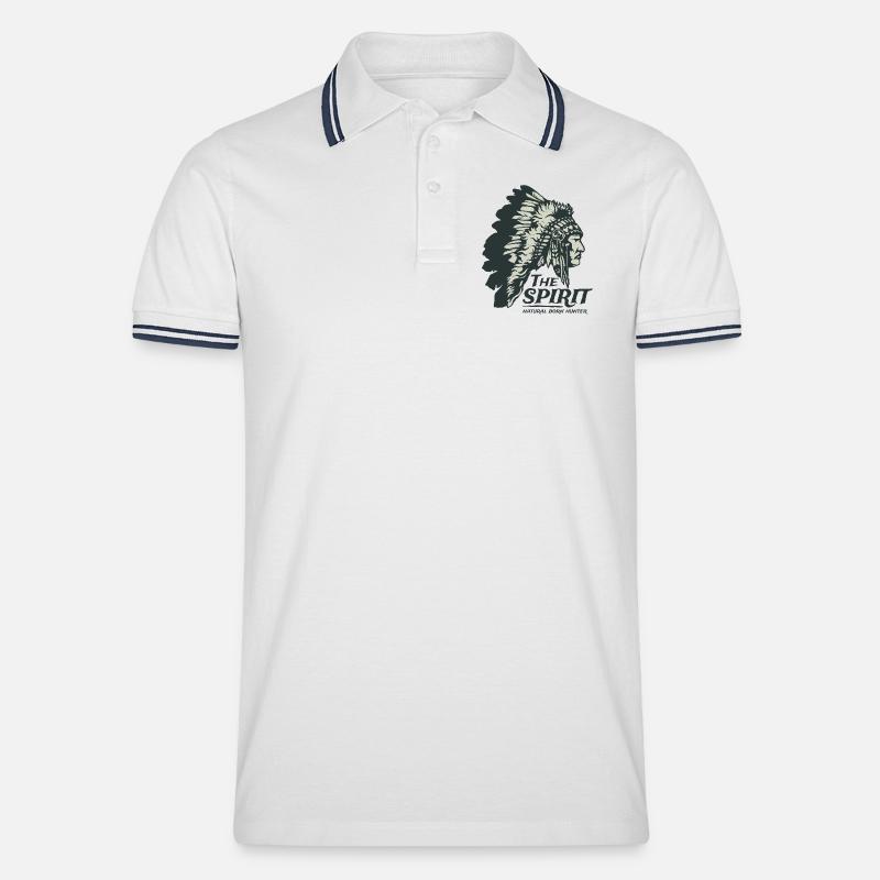 Indianer Häuptling Apache Federschmuck Geschenk - Männer Tipped Poloshirt - Weiß/Navy