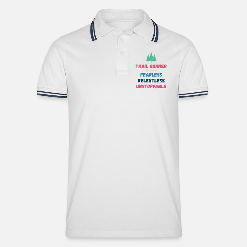 Trail Runner - Intrépide. Implacable. Imparable. - Polo tipped Homme - blanc/marine