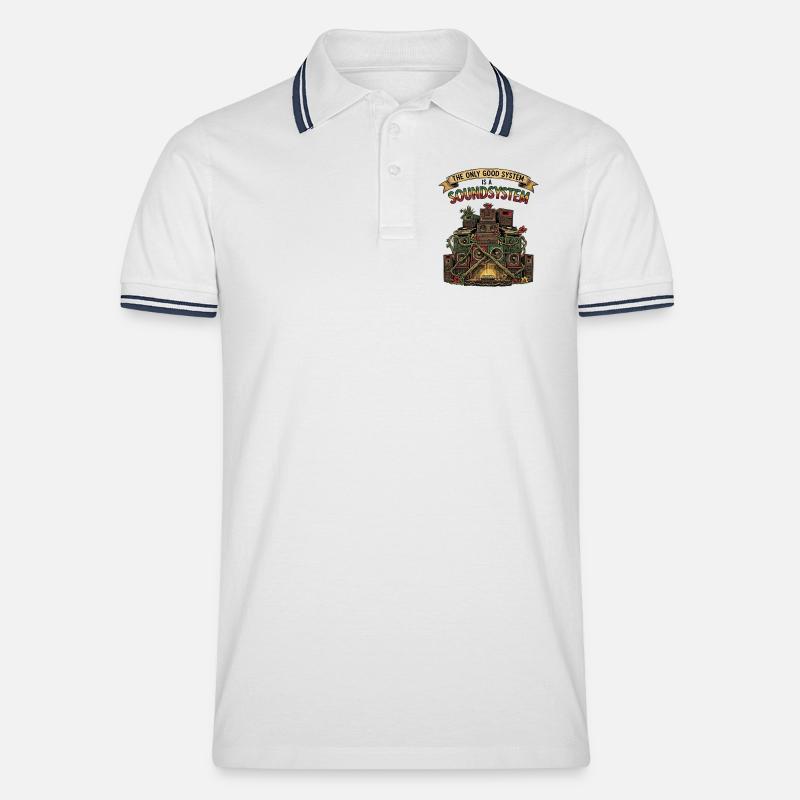 Sound System Collage Dub Reggae - Männer Tipped Poloshirt - Weiß/Navy