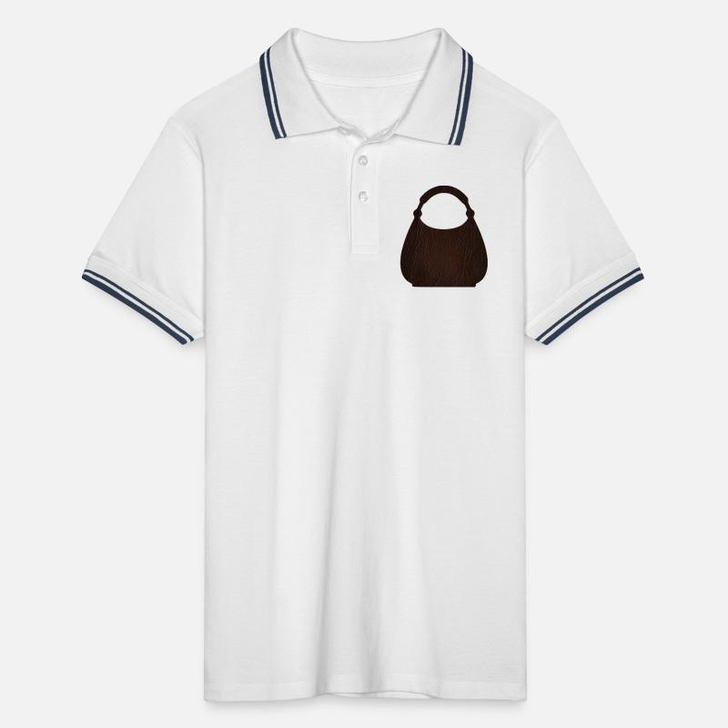 Brown Leather Bag Texture Men's Tipped Polo Shirt