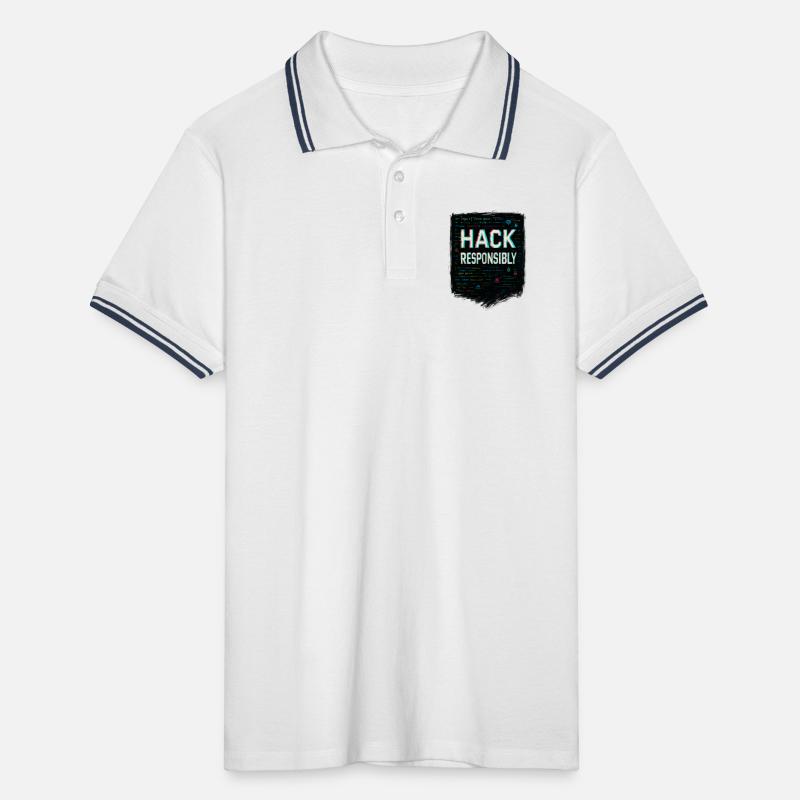 Cybersecurity: Hack Responsibility Men's Tipped Polo Shirt