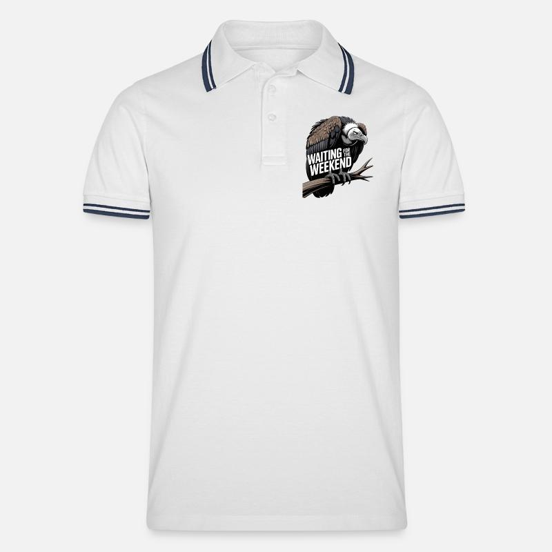 Warten auf das Wochenende - Männer Tipped Poloshirt - Weiß/Navy