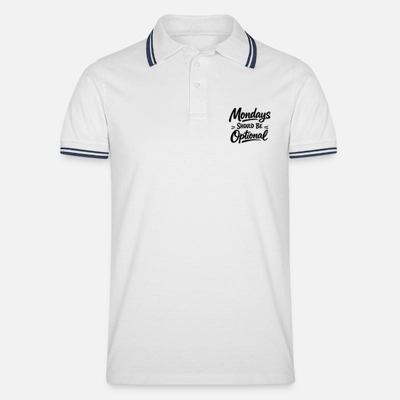 Monday should be optional weiss - Männer Tipped Poloshirt - Weiß/Navy