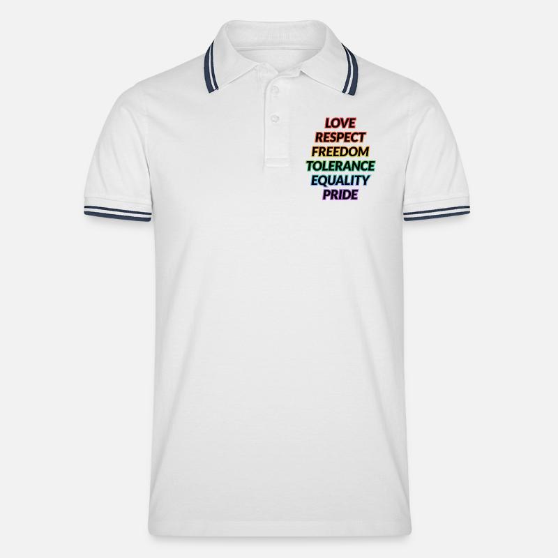 Pride Rainbow Values Tee - Men's Tipped Polo Shirt - white/navy