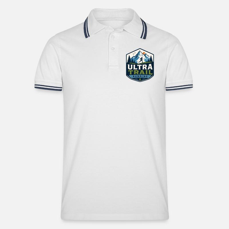 Ultra-Trailrunning - Männer Tipped Poloshirt - Weiß/Navy