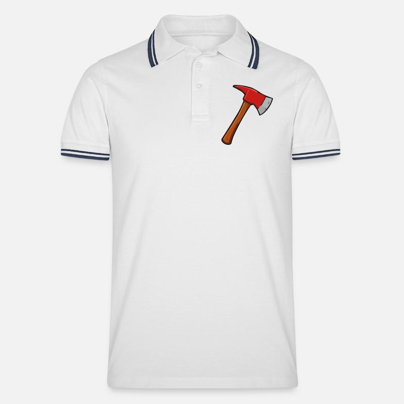 axt - Männer Tipped Poloshirt - Weiß/Navy