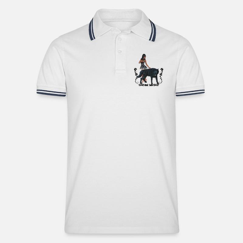 Mit dem Wolf umwerfend - Männer Tipped Poloshirt - Weiß/Navy