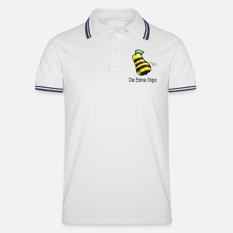 Birne Maja - Männer Tipped Poloshirt - Weiß/Navy