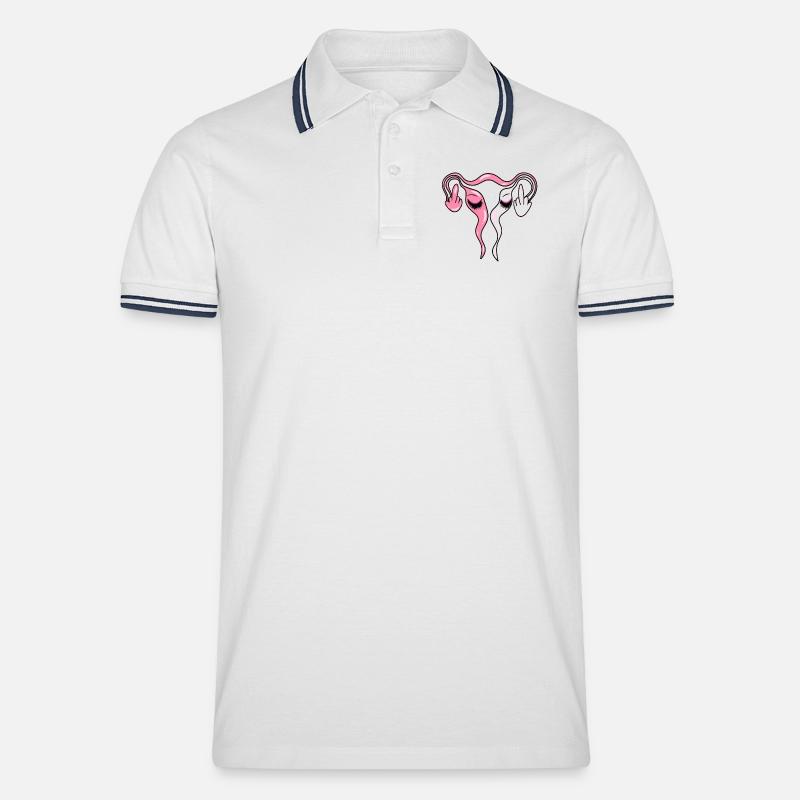 Eierstöcke / Gebärmutter mit Lashes - Männer Tipped Poloshirt - Weiß/Navy