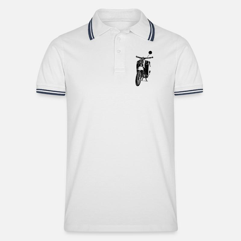 Schwalbe Moped - Männer Tipped Poloshirt - Weiß/Navy