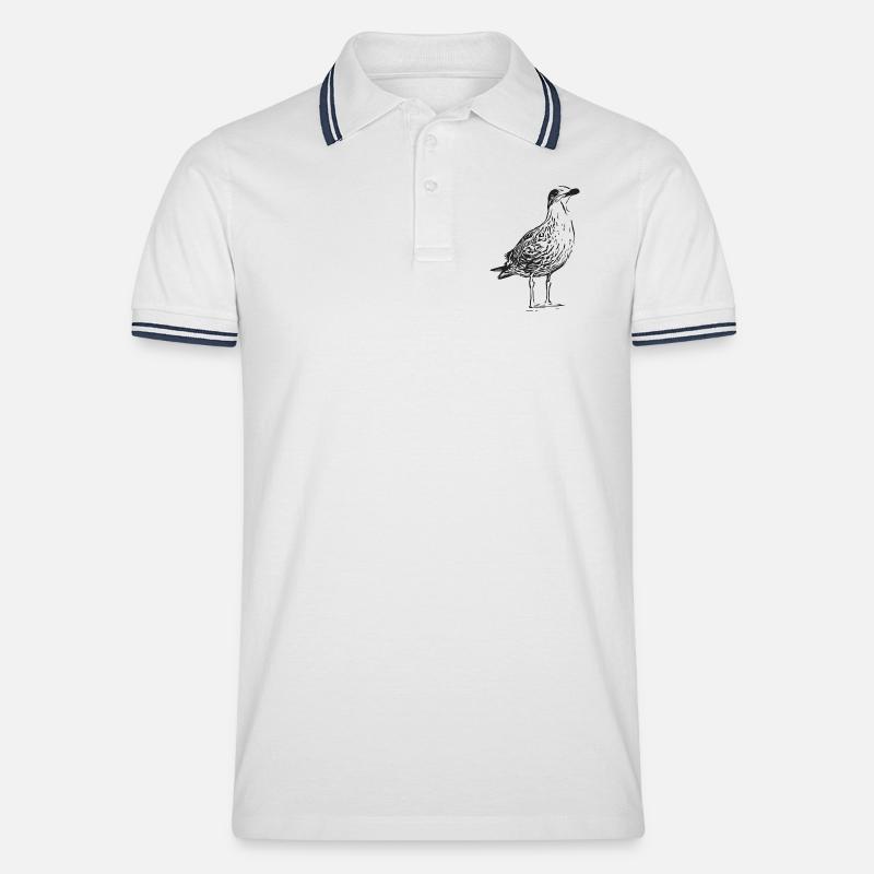 Eine Schöne Möwe - Männer Tipped Poloshirt - Weiß/Navy