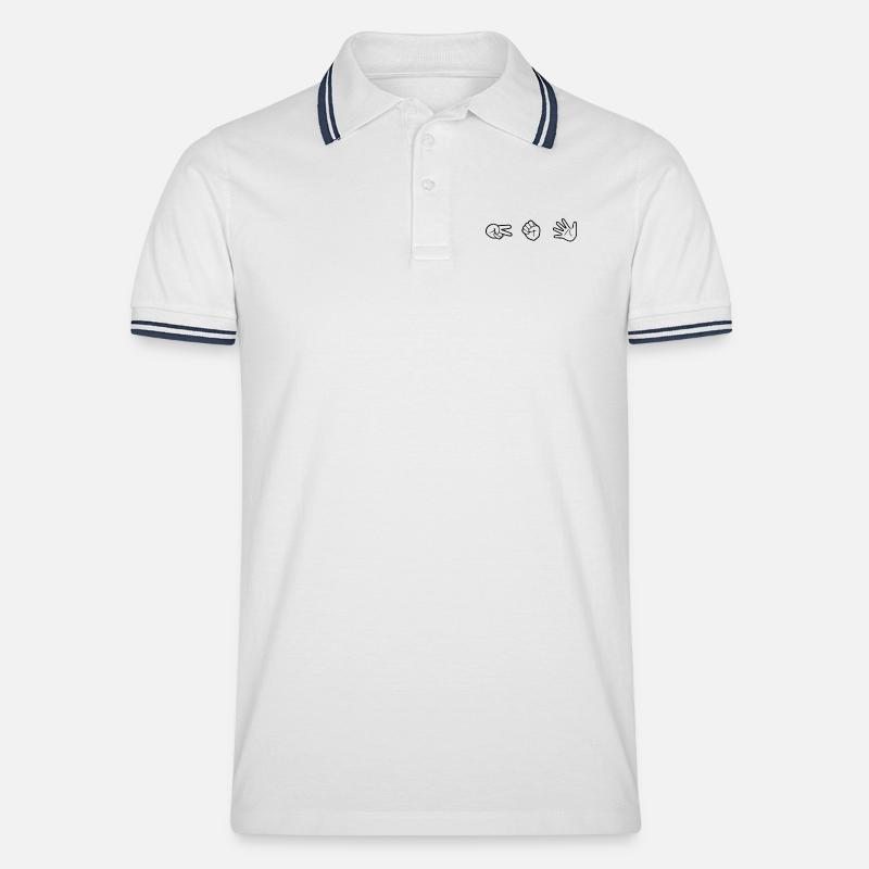 Schere Stein Papier - Männer Tipped Poloshirt - Weiß/Navy