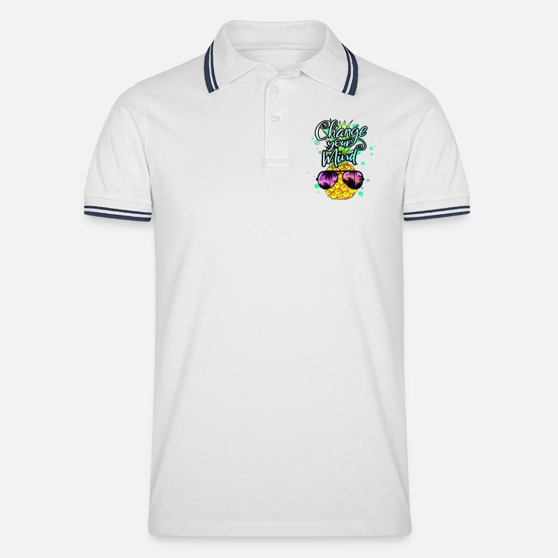 Ananas verändere dein Denken - Männer Tipped Poloshirt - Weiß/Navy