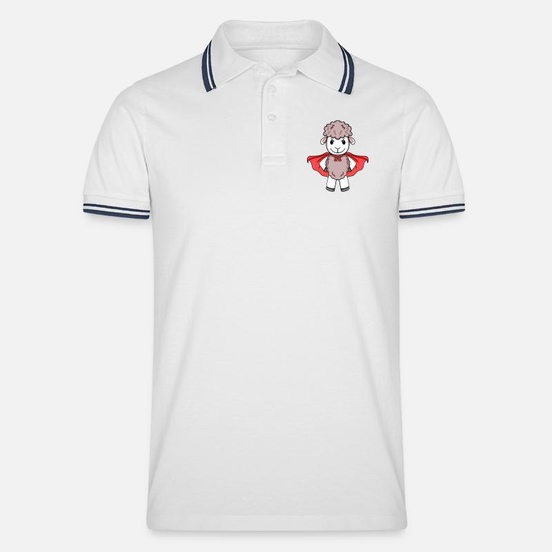 Schaf Superheld - Männer Tipped Poloshirt - Weiß/Navy