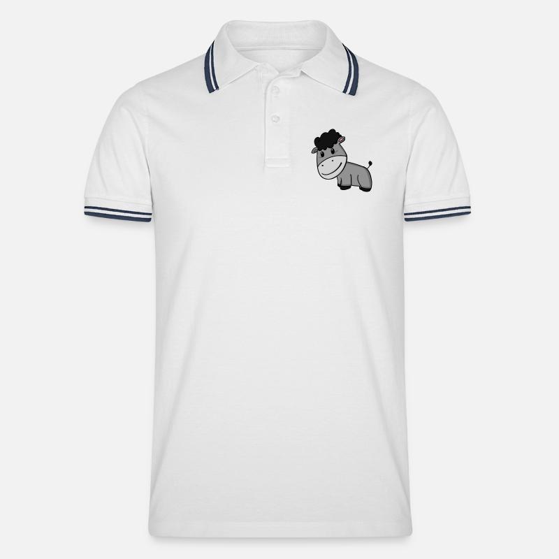 Esel - Männer Tipped Poloshirt - Weiß/Navy