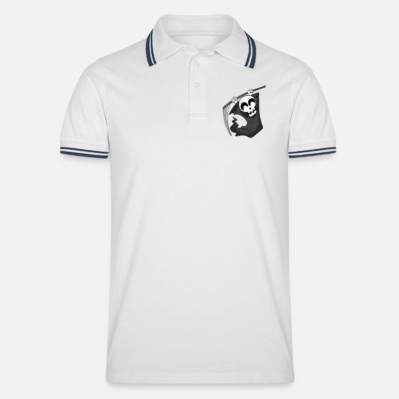 Sensenmann freut sich - Männer Tipped Poloshirt - Weiß/Navy