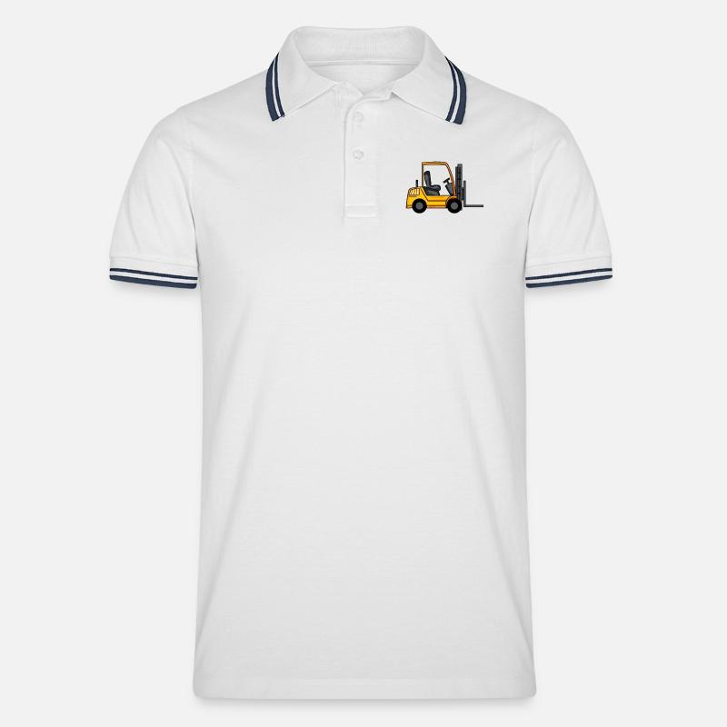 Gabelstapler - Männer Tipped Poloshirt - Weiß/Navy