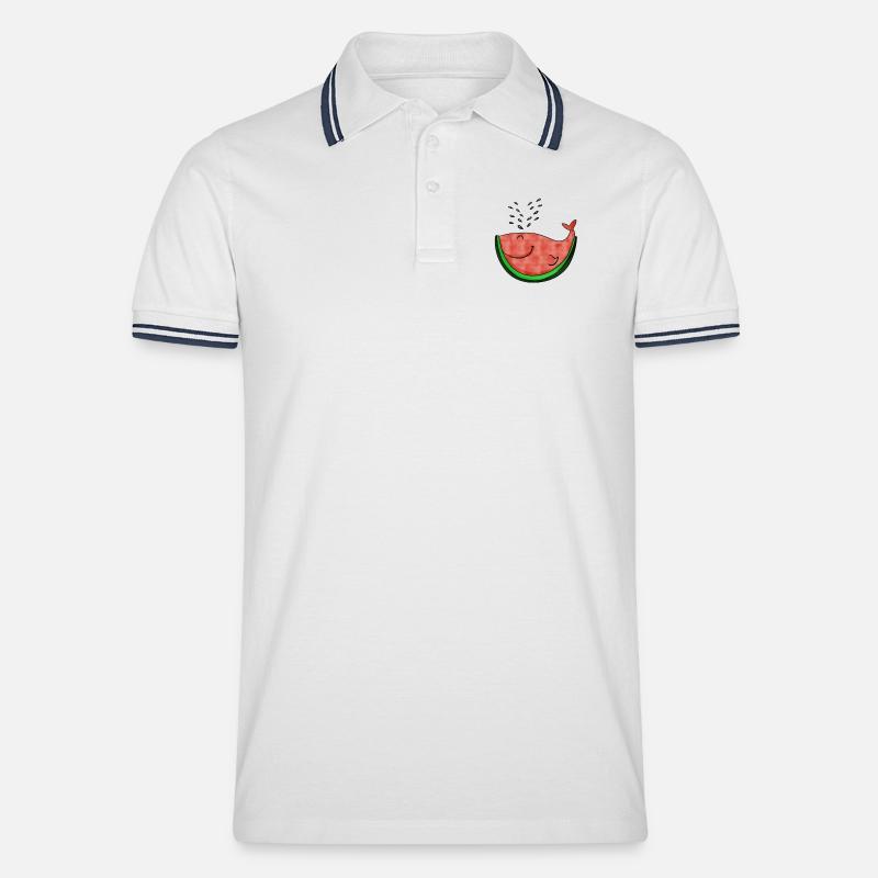 Cadeau baleine à pastèque - Polo tipped Homme - blanc/marine