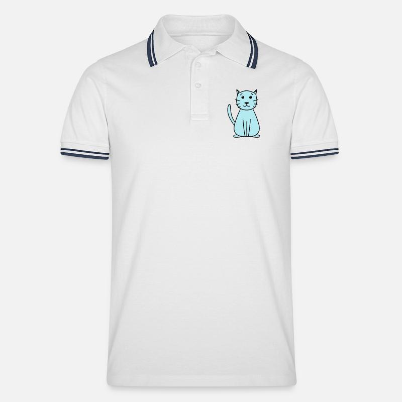 einfache niedliche Katze - Männer Tipped Poloshirt - Weiß/Navy