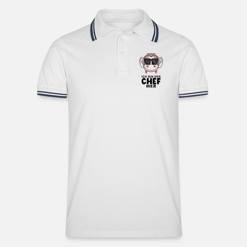 Cool Affe Chef - Männer Tipped Poloshirt - Weiß/Navy