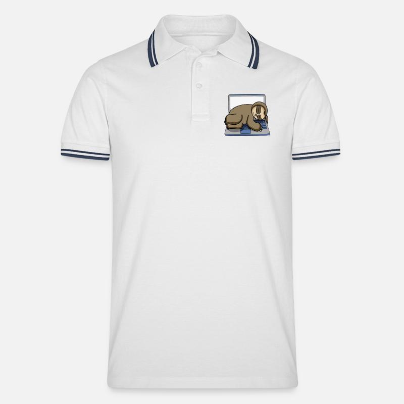Computer Nerd Programmer Gift - Men's Tipped Polo Shirt - white/navy