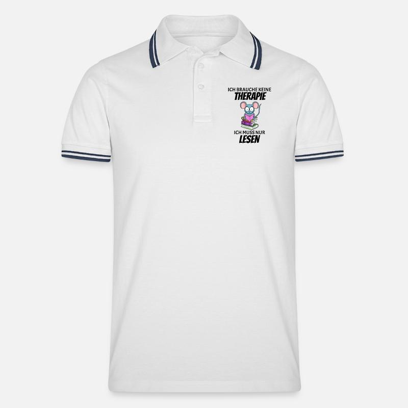 Lesen Buch Bücher Leser Geschenk - Männer Tipped Poloshirt - Weiß/Navy