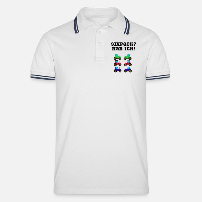 trecker sixpack kinder traktor - Männer Tipped Poloshirt - Weiß/Navy