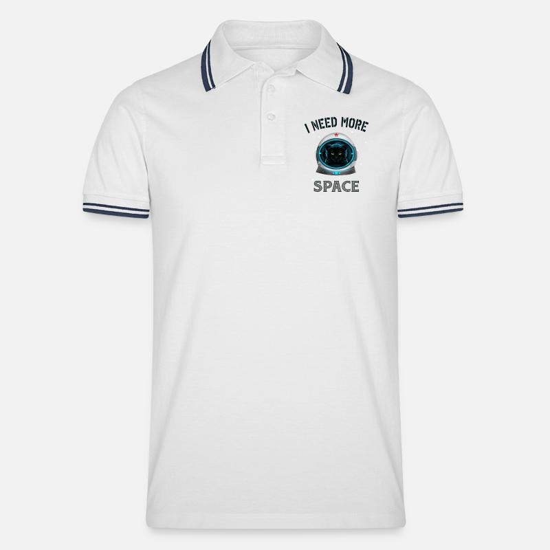 I need more space cat - Männer Tipped Poloshirt - Weiß/Navy
