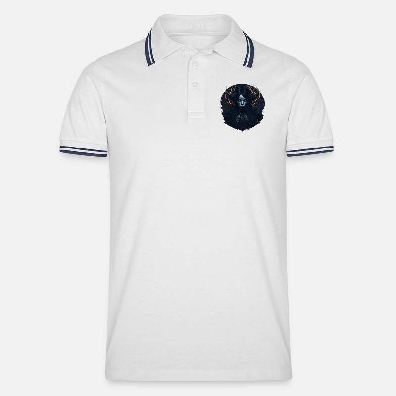 Schwarzes Gothic Mädchen Ästhetik - Männer Tipped Poloshirt - Weiß/Navy