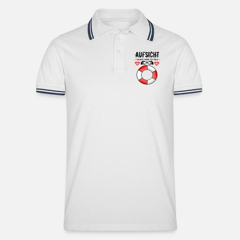Aufsicht - Badeaufsicht - Männer Tipped Poloshirt - Weiß/Navy