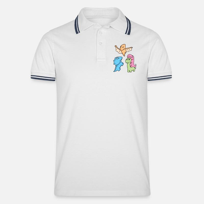 Dinosaurier - Männer Tipped Poloshirt - Weiß/Navy