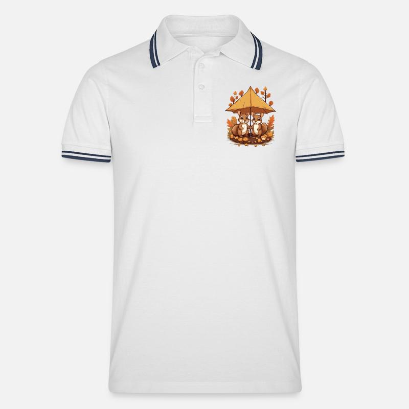 Süße Eichhörnchen - Männer Tipped Poloshirt - Weiß/Navy