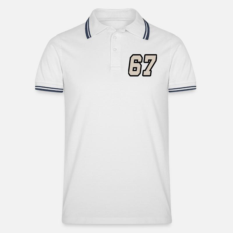 Nummer siebenundsechzig 67 - Männer Tipped Poloshirt - Weiß/Navy